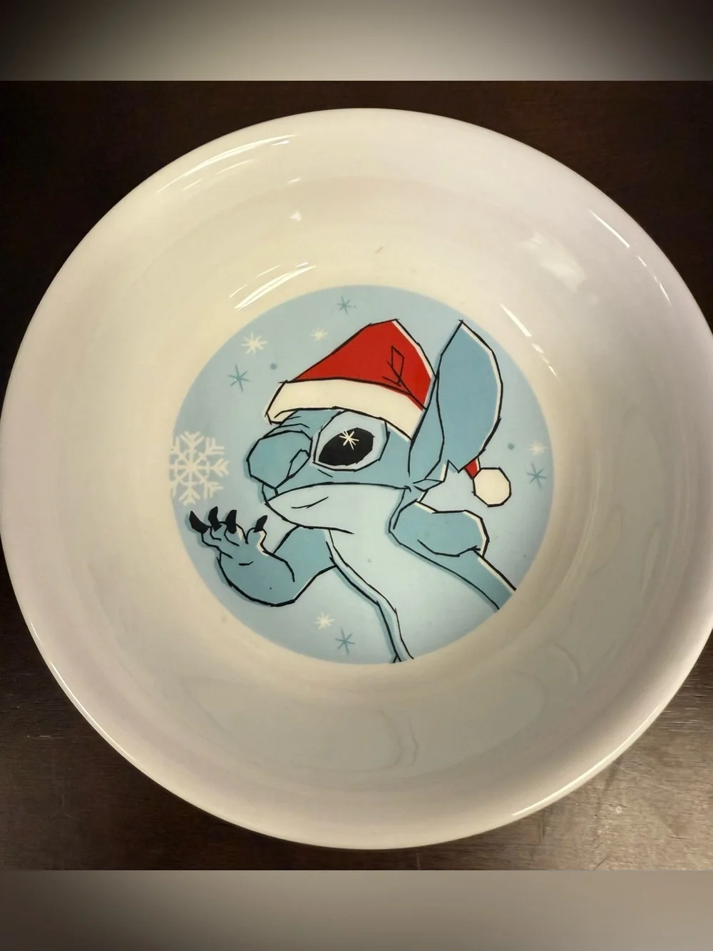 Disney Lilo & Stitch Ceramic Pet Cat Dog Food Bowl Non Slip Rubber Feet Santa